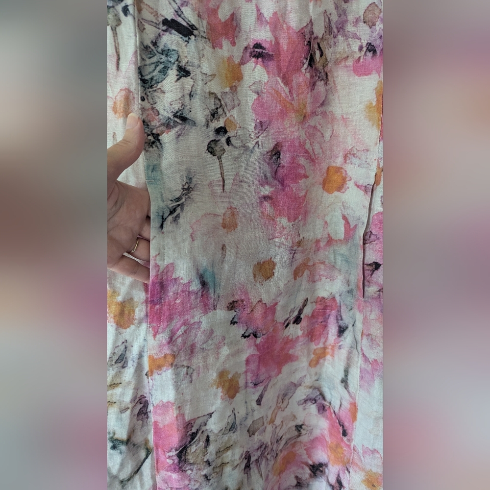 J. Jill 100% Linen XS Watercolor Floral Dress w/ kangaroo Pocket Pullover - Picture 8 of 13